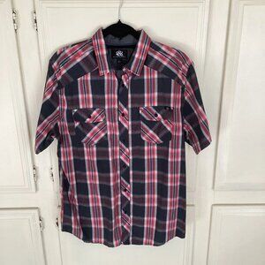 Rock & Republic Red/Black Plaid Button Up Men's Large